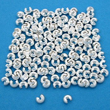 Real Silver Plated Crimp Bead Covers 3mm (144)