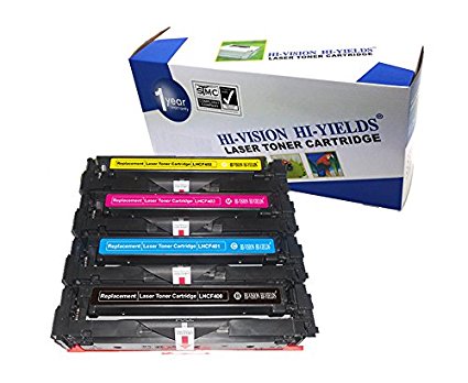 HI-VISION Compatible HP 201A (CF400A CF401A CF402A CF403A) Value Bundle - Black, Cyan, Yellow, Magenta Toner Cartridge Replacement Set for Color LaserJet Pro M252dw, M252n, MFP M277dw, M277n (4 Pack)