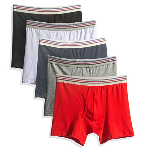 COSOMALL Men's 5 Pack Comfortable Cotton Boxer Briefs Open Fly Underwear