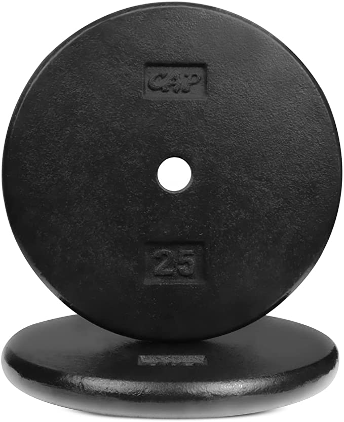 WF Athletic Supply Traditional/Classic 1-inch Hole Standard Solid Cast Iron Weight Plates - Great for Strength Training, Weightlifting, Bodybuilding & Powerlifting, Multiple Choices Available