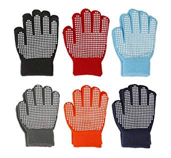 Gilbin Magic-Stretch Gripper Glove, Kids Size, Colorful Set, 6 Pair