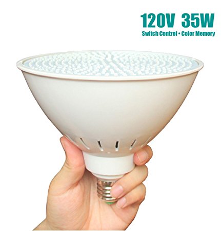 TOVEENEN Color-changing LED Lamp 35Watt Replacement For 500Watt Incandescent Bulbs in Pool and Spa Light, Color Memory, 16 light shows, Switch Control (120V,35W)