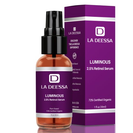 La Deessa Powerful Retinol Serum Anti Wrinkle Organic Anti Aging Skin Care Formula For Face Penetrates Deeply Improve Cell Turnover Increase Collagen and Elasticity Reduce Hyperpigmentation Fine Lines Acne Facial Skin Damage Repair and Restore Skin Texture and Tone For Younger Looking Skin