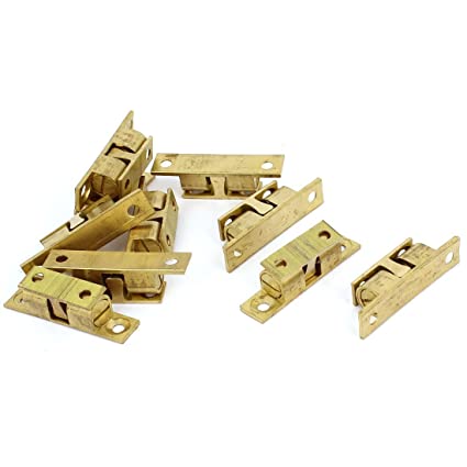 uxcell a14111100ux0092 40 mm Cabinet Door Double Ball Roller Catch Latch Brass Tone