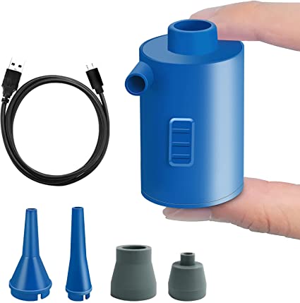 Portable USB Mini Air Pump for Pool Inflatables with 4 Nozzles to Inflate Deflate for Pool Floats Camping Air Bed Air Mattress Vacuum Storage Bags Inflatable Toys