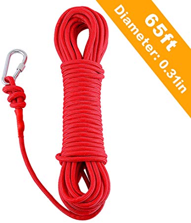 MHDMAG Magnet Fishing Rope, Carabiner Braid Rope, Nylon Rope with Steel Wire Core for Commercial, Anchors, Crafts, Blocks, Pulleys, Towing, Cargo, Tie-Downs