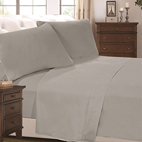 6 Piece Super Soft Luxurious Comfortable Bed Sheet Set (Queen, Grey) by Cheer Collection