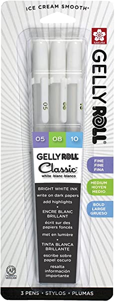 Sakura 57454 Gelly Roll Classic Ass't (05/08/10) 3pk Pen, White, Medium