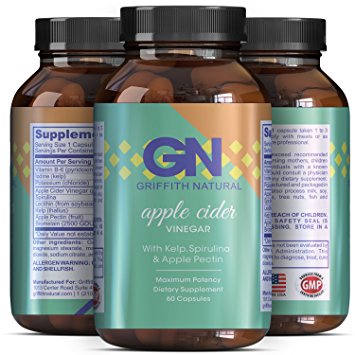 Apple Cider Vinegar - Weight Loss   Detox Supplement Capsules - Natural Benefits for Digestive system - Health - Metabolism - Increase   Improve Energy   Skin   Immunity - Griffith Naturals