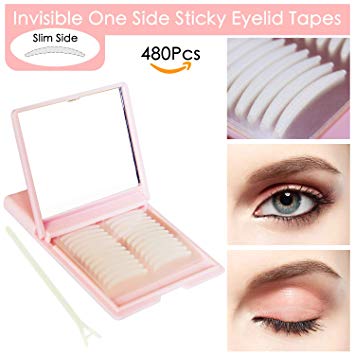 Breathable Eyelid Tapes - 480Pcs/240 Pairs Invisible One Side Sticky Double Eyelid Stickers - Instant Eye Lid Lift Without Surgery, Perfect for Hooded Droopy Uneven or Mono-eyelids (Slim)