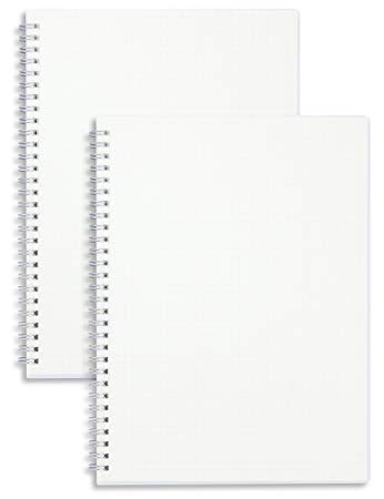 Miliko Transparent Hardcover B5 Square Grid Wirebound/Spiral Notebook/Journal Set-2 Per Pack, 7.1"x10"(Square Grid)