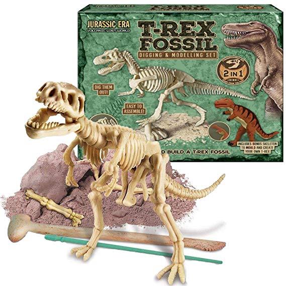 Jurassic Era T Rex Dinosaur 2 In 1 Digging Fossil Excavation And Modelling Dough Set For Children
