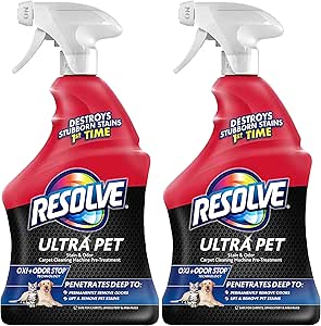 Resolve Ultra Pet Stain & Odor Remover Spray, Carpet Cleaning Machine Pre-Treatment, 32 Ounce (Pack of 2)