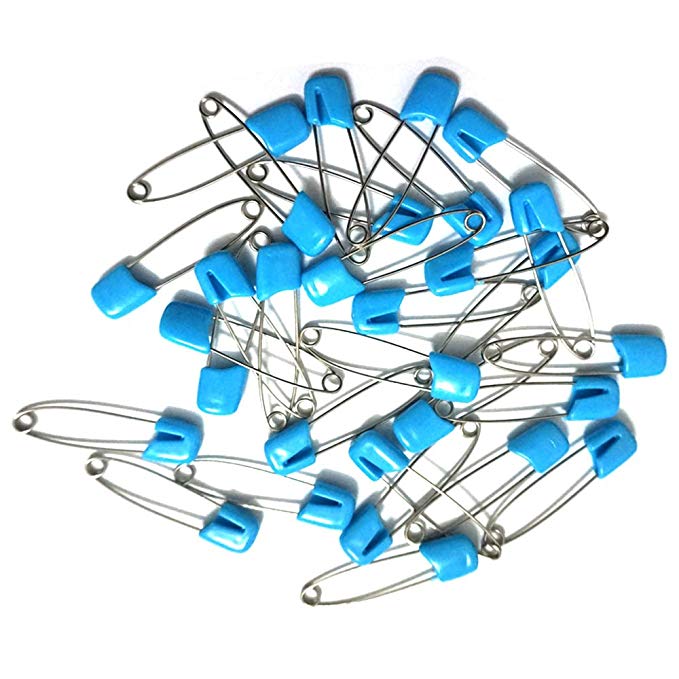 GTONEE 30pcs safety pins, cute brooch pin colorful, Stainless steel, Size L, 2.1 inch Blue