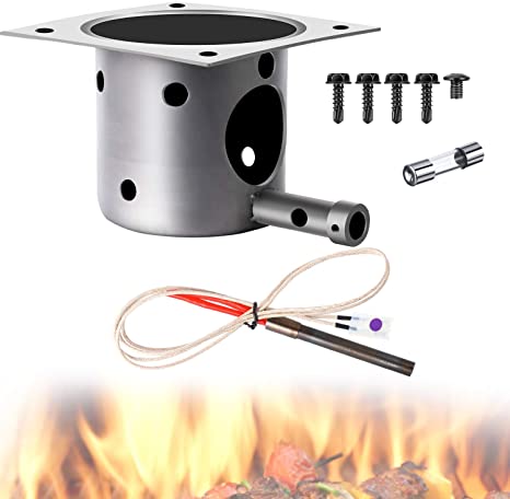 Mudder Fire Burn Pot and Hot Rod Ignitor Kit Replacement Parts for Pit Boss and Traeger Pellet Grill Plus Screws and Fuse