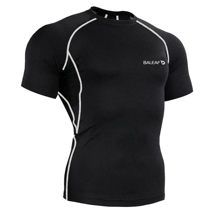 Baleaf Men's Short Sleeve Running Fitness Workout Compression Base Layer Shirt