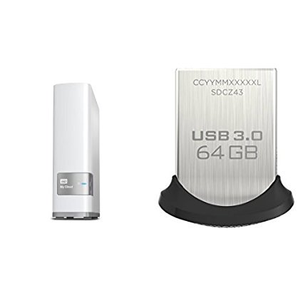 WD 6TB My Cloud Personal Network Attached Storage with SanDisk Ultra Fit 64GB USB 3.0 Flash Drive