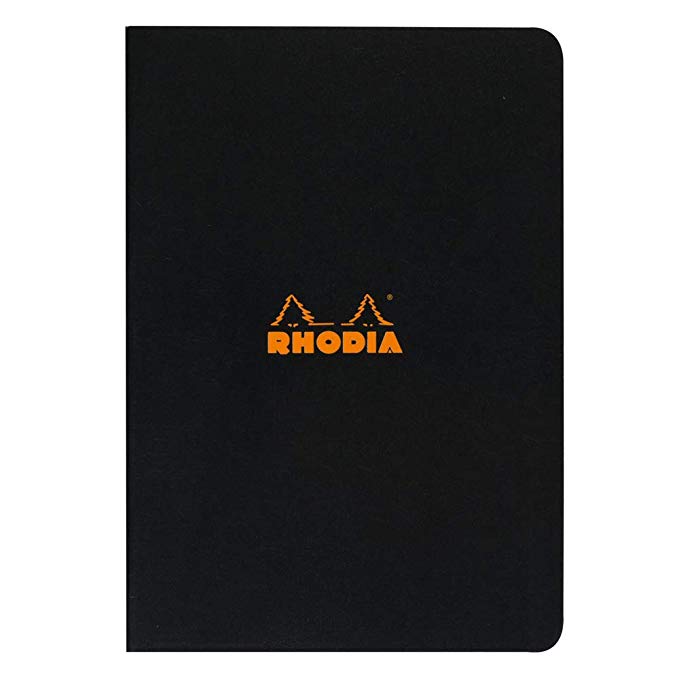 Rhodia Staplebound Notebook, A5, Square Ruling - Black