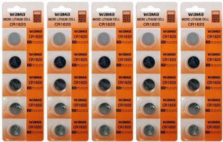 25 x Powertron Lithium Battery CR1620 1620 button cells, Pack of 5 Batteries x 5