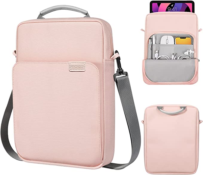 MoKo 9-11 Inch Tablet Sleeve Bag Fits iPad air 5 10.9" 2022, iPad Pro 11 M2 2022-2018, iPad 10th 10.9 2022, Air 4 10.9, Galaxy Tab S8/A8/A7 2022, Handle Carrying Case with Shoulder Strap, Pink