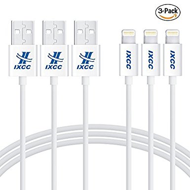 [3Pack White] iPhone charger Cable, iXCC Lightning Cable for iPhone 7 6s 6 Plus, SE 5s 5c 5, iPad Air 2 Pro, iPad mini 2 3 4, iPad 4th Gen [Apple MFi Certified]