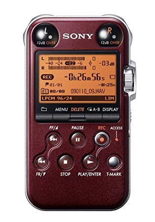 Sony PCM-M10 Portable Linear PCM Voice Recorder with Electret Condenser Stereo Microphones, 96 kHz/24-bit, 4GB Memory & USB High-Speed Port - Red