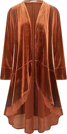 R.Vivimos Womens Ruffled Asymmetric Long Velvet Blazers Coat Casual Jackets