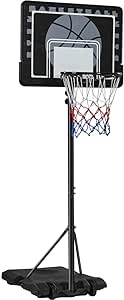 Yaheetech Panier de Basket Extérieur Portable Réglable en Hauteur 219-249/234-264 cm Panier de Basket sur Pied à roulettes avec Base de Lestage Panneau Arrière Robuste Noir