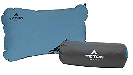 Teton Sports ComfortLite Self-Inflating Pillow; Support Your Neck and Travel Comfortably; Take it on The Airplane, in The Car, Backpacking, and Camping; Washable; Stuff Sack Included