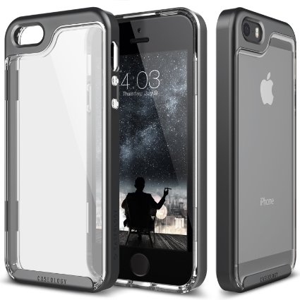 iPhone SE Case, Caseology® [Skyfall Series] Scratch-Resistant Clear Back Cover [Black] [Shock Absorbent] for Apple iPhone SE (2016) & iPhone 5S / 5 (2013) - Black