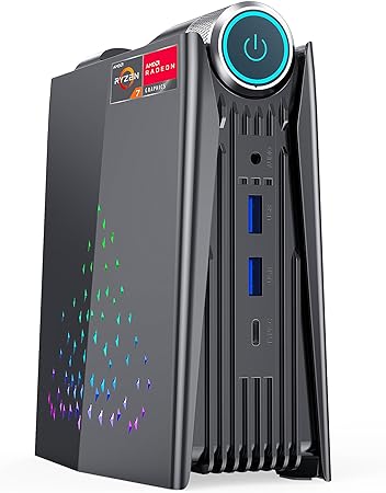 ACEMAGICIAN Mini PC Gaming, AMD Ryzen 7 5700U 32GB DDR4 512GB M.2 SSD 11 Pro Zen 3 Ryzen Mini PC RGB Lights AMR5 Mini Computer 4K UHD, Type-C, WiFi6/BT5.2, Auto Power On