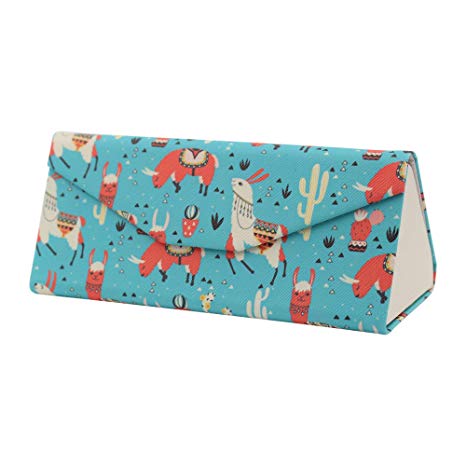 REAL SIC Adorable Animal Glasses Case - Magnetic Folding Leather Feel Hard Case for All Glasses