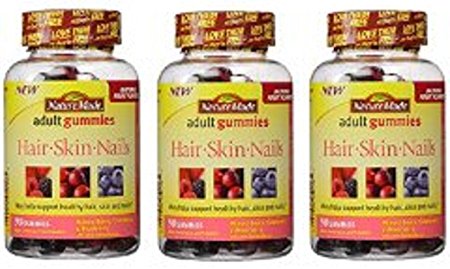 Nature Made Biotin & Vitamin C, Adult Gummies, Natural Fruit Flavors. Pack of 3.