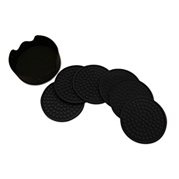 Feed the Need Kitchen Non-Slip Silicone Coasters, 6-Pieces - Black