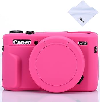 G7X Mark II G7X Removable Lens Cover Silicone Cover Rubber Soft Camera Case Cover for Canon PowerShot G7X II G7X (Rosered)