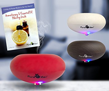 Cool Mist Ultrasonic Humidifier Essential Oils Diffuser - Electric 8 Hr Intermittent - Auto Shut Off - Single Room - Includes Aromatherapy & Recipe Guide by Pure Zen - Red
