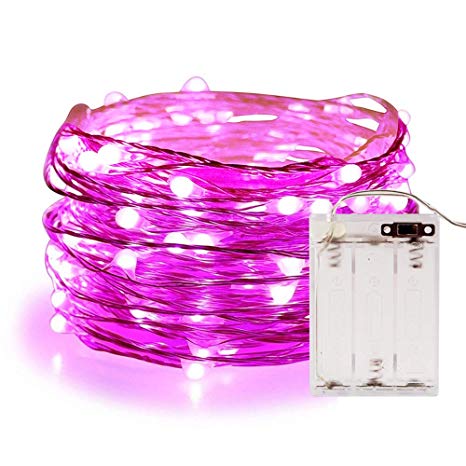 String Lights,ANJAYLIA 10Ft/3M 30leds Bright light Party Home Festival Decorations Battery Operated Lights(Pink)