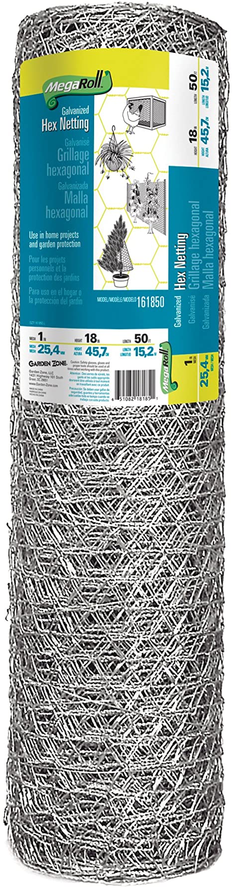 Origin Point 161850 20-Gauge Handyroll Galvanized Hex Netting, 50-Feetx18-Inch with 1-Inch Openings