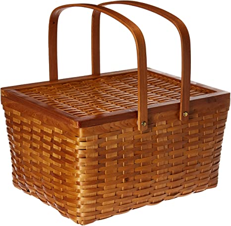 Vintiquewise(TM) Rectangle Handwoven Chipwood Basket