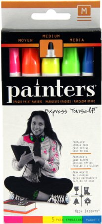 Elmer's Painters Opaque Paint Markers, Set of 5 Markers, Neon Colors, Medium Point (WA7571)