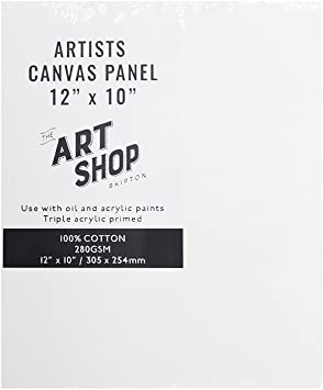 Artists 100% Cotton Canvas Board for Oil & Acrylic Painting 12 x 10" (Pack of 5)