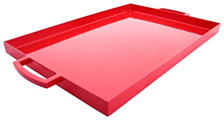 Zak! Designs MeeMe Rectangular Serving Tray, 19.5" by 11.5", Break-resistant and BPA-free Plastic, Red