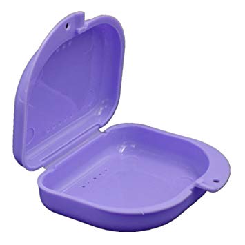 Denture Box Case, Leoy88 Small Size Breathable Dental False Teeth Appliance Container Storage Boxes (Purple)