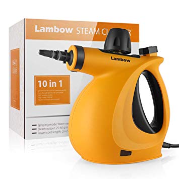 Lambow Handheld Pressurized 9 in 1 Steamer Steam Cleaner with 9-Piece Accessory Set for Bathroom, Kitchen, Surfaces Carpet ORANGE