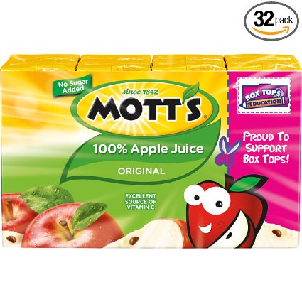 Mott's 100% Original Apple Juice, 6.75 fl oz boxes (Pack of 32)