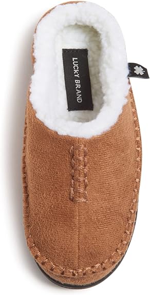 Lucky Brand Boys Micro Suede Clog Slippers, Non Slip Rubber Sole Warm Fuzzy Fluffy House Shoes, Kids Indoor Outdoor Clogs