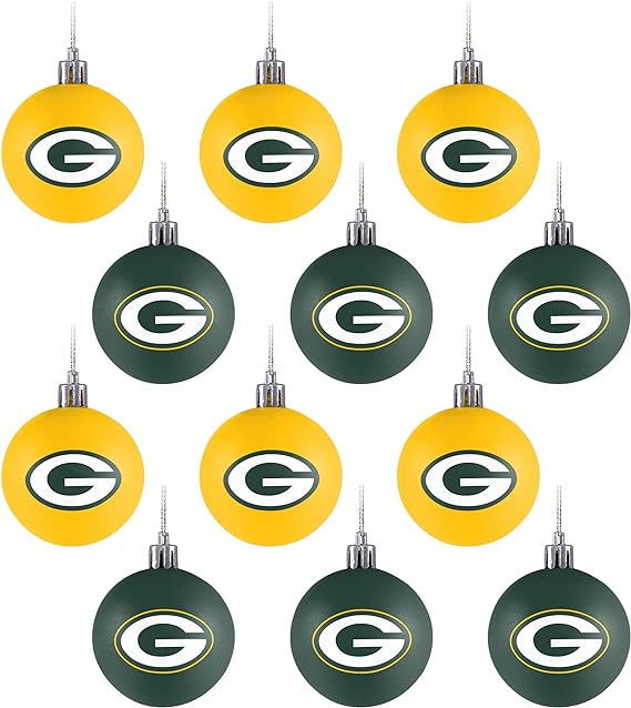 foco NFL Team Logo 12-Pack Ball Hanging Tree Holiday Ornament Set