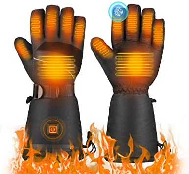 TXDUE Heated Gloves, 3 Heating Levels, 7.4V 3000mAh Rechargeable Battery, Up to 8hrs Warmth, Waterproof Breathable Winter Gloves, Touchscreen Ski Motorcycle Hiking Cycling Gloves for Men and Women