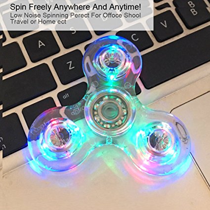 Crystal Led Light Fidget Spinner Rainbow Toy Finger Spinner Hand Spinner for Kids Adults EDC for Anxiety ADD ADHD Autism