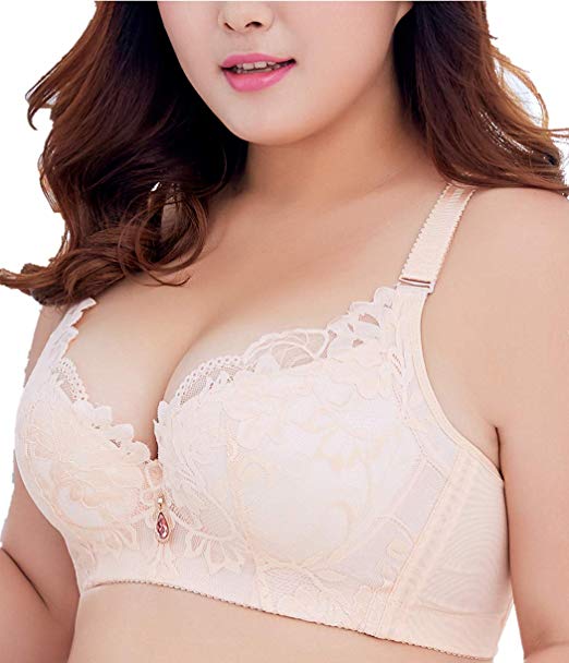 Push Up Bras for Women Lace Underwire Deep V Soft Cup Everyday Bra 32C-50DD